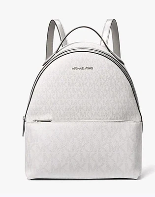 Michael Kors Sheila Medium OPTIC White Silver  Logo  Backpack NWT SEALED - Image 1 of 4