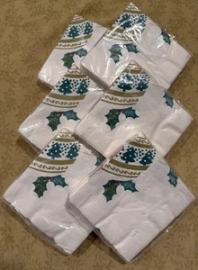 6 Vintage Mikasa Weihnachten Yule leuchtende Papier Getränk Servietten 3-lagig 16/Packung - insgesamt 96 Stück - Bild 1 von 3