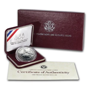 1988-S Olympic $1 Silver Commem Proof (w/Box only, no COA) - Picture 1 of 1