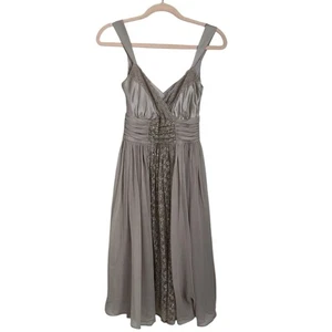Abito midi Anthropologie Lil 100% seta pizzo taglia 2 stile cocktail talpa Y2K - Foto 1 di 9