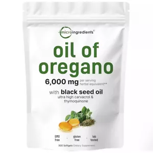 Micro Ingredients Oil of Oregano Softgels 6000mg Per Serving,300 Ct 2 in 1 - Picture 1 of 4