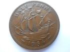 1954 Elizabeth Ii Half Penny Coin