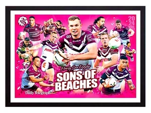 Framed 2024 Manly Sea Eagles NRL Finals Poster - Tom Trbojevic - 84cm x 59.5cm - Picture 1 of 3