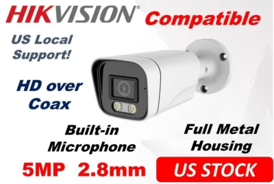 5MP Analog TVI AHD CVI Coax BNC Bullet Camera 2.8mm Lens Hikvision Compatible