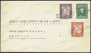 1024 BOLIVIA PS COVER FFC LA PAZ - APOLO LAB LLOYD AEREO BOLIVIANO Ca. 1936 - Foto 1 di 2