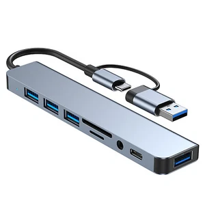 CAMVATE USB-C USB-A 8 in 1 Docking Station w/ 3.5mm Audio & SD Card Reader fr PC - Zdjęcie 1 z 8