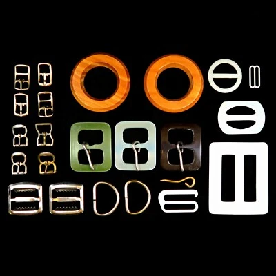 Lote de hebillas vintage - Lucite, madera, metal, mezcla de plástico, 23 piezas, años 60-80, JRB Foto 1 de 3