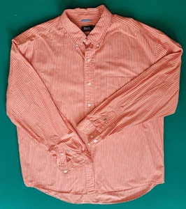 Bass Men's l/s shirt, Size L, Orange & white stripe, Pre-owned, AW0553 - Picture 1 of 4
