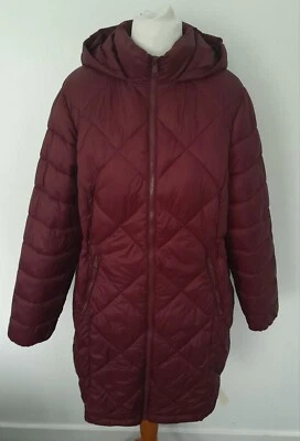 JD WILLIAMS - Chaqueta Abrigo Puffer Ligera con Capucha Borgoña Talla 18 Foto 1 de 4