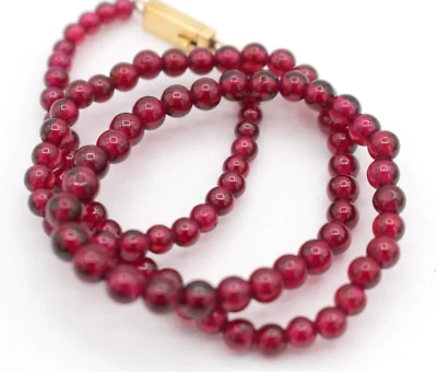 Collar de cuentas de granate rojo almandino vintage graduado broche de oro 14k 16 en 20,49 g Foto 1 de 4