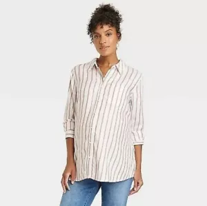 🐻 Long Sleeve Casual Woven Maternity Shirts-by Ingrid & Isabel Sz S - Picture 1 of 4