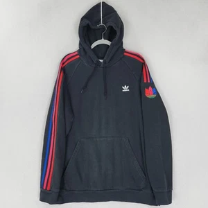 Adidas Sweater Mens Extra Large Faded Black Original 3D Trefoil 3 Stripes Hoodie - Picture 1 of 12