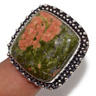 925 Silver Plated-Unakite Ethnic Gemstone Handmade Ring Jewelry US Size-8 AU t87