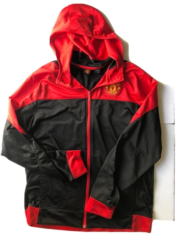 Manchester United Soccer Zip Up Red Polyester Size Large Soccer Polyester Zip Up Cover