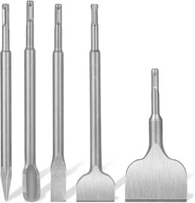 5Tlg Meißel Set Für SDS Plus,165 Mm X 75 Mm Fliesenmeißel, Breitmeißel, Flachmei - Bild 1 von 4