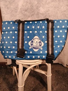 PAWS ABOARD Designer Dog Life Vest Jacket Blue Polka Dot size Large Water Safety - Picture 1 of 3