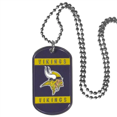 Minnesota Vikings Dog Tag Necklace NFL Fan Neck Ball Chain Football Sports Fan Cover