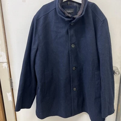 Abrigo de coche LONDON FOG para hombre mezcla de lana con babero, azul marino, 2XLT Foto 1 de 4