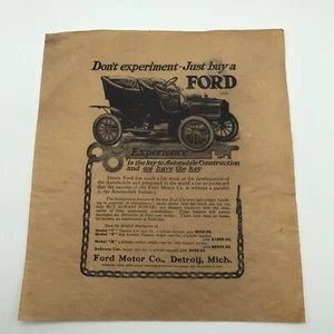 Replica 1905 Ford Model B, C, F & D Dont Experiment Just Buy A Ford Print Ad - Picture 1 of 7