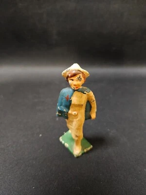 Vintage Barclay Manoil Lead Wound Military Female Field Nurse W Blue Cloak - Image 1 of 4