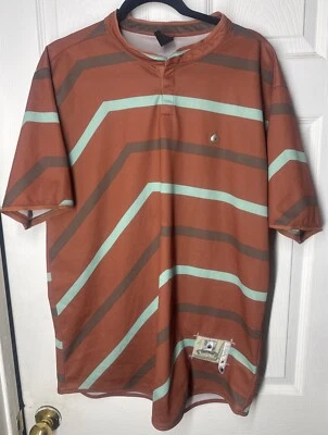 Nomis design XL Premium button Up Collar Shirt Brown With Blue And Grey Stripes - Imagem 1 de 4