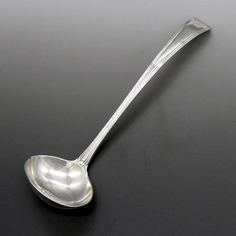 Antique 1793 English Georgian Sterling Silver Threaded Edge Gravy/Sauce Ladle Cover