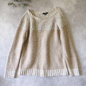 Suéter Fate Mujer L Taupe/Blanco Manga Larga Pullover Cuello Redondo Exterior Damas - Imagen 1 de 8