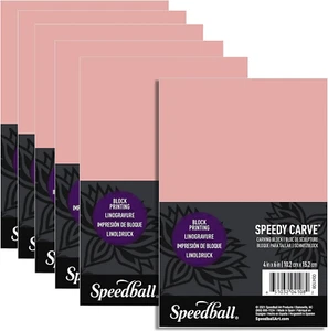 Speedy-Carve Block Printing Carving Rectangle Pink 4 X 6" 6-Pack Linoleum For - Picture 1 of 1