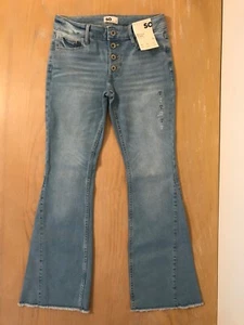 New! SO Girls Jeans Mid Rise Flare Leg Superstretch Light Blue Size 14 - Picture 1 of 6