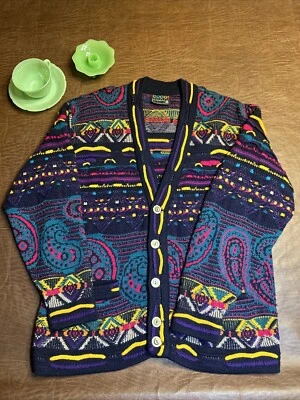 RARE Very Nice Coogi Australia 100% Wool Knit Cardigan Biggie Sweater Sz. Small - Image 1 of 4