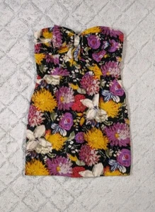 Anthropologie Moulinette Soeurs Kleid Damen 2 lila Blumen Mini trägerlos Schleife - Bild 1 von 10