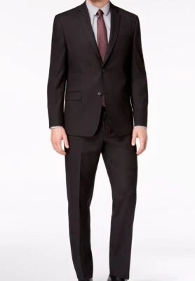 $395 Marc New York Hombre Negro Texturizado Ajuste Moderno 2 Piezas Traje Chaqueta Pantalones 46R Foto 1 de 4