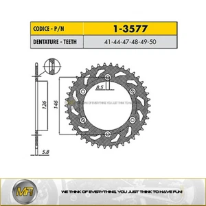 SUZUKI DR 250 1990 1991 1992 1993 STEEL REAR SPROCKET SUNSTAR 520 WITH 44 TEETH - Picture 1 of 1