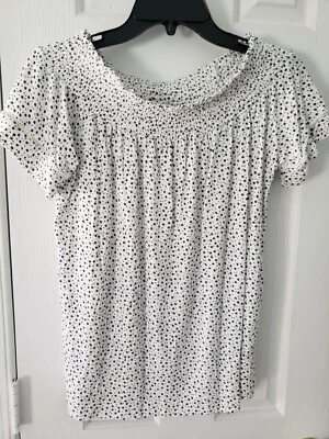 Top de punto Max Jeans para mujer talla M manga corta blanco, negro floral cuello redondo Foto 1 de 3