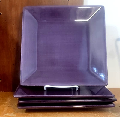 Tabletops CORSICA PLUM (DARK PURPLE) Square Salad plate set of 4 , 8 3/8", EUC - Image 1 of 4