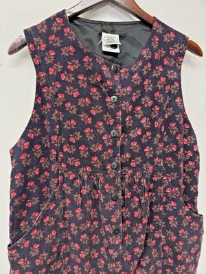 Laura Ashley Size Small Vintage Floral Cottagecore Corduroy Jumpsuit Baggy - Image 1 of 4