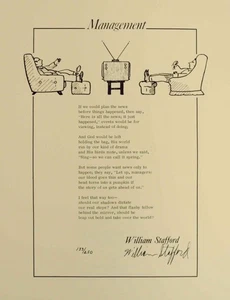 William STAFFORD / MANAGEMENT Signed Broadside 1st Edition 1976 #144355 - Picture 1 of 1