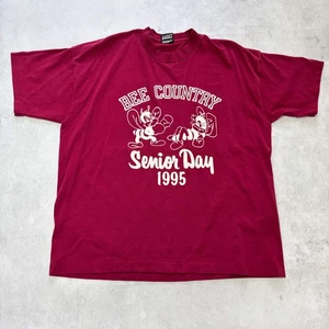 Vintage T Shirt Mens Large Burgundy Single Stitch Graphic Print 90s College (E) - Picture 1 of 7