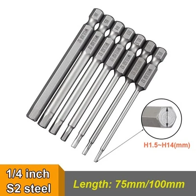 Hex Key Allen Bit Quick Change Connect Impact Driver Power Drill Metric 75/100mm - Image 1 of 4