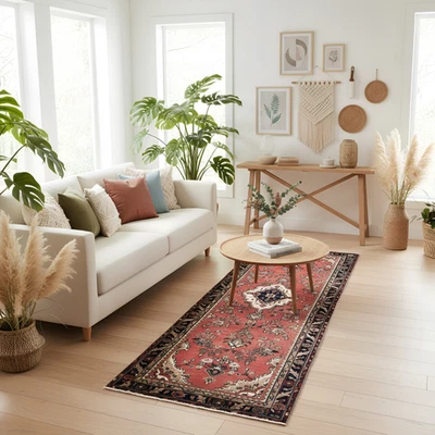 Alfombra de corredor turca roja 3x10: alfombra vintage de lana anudada a mano Foto 1 de 4