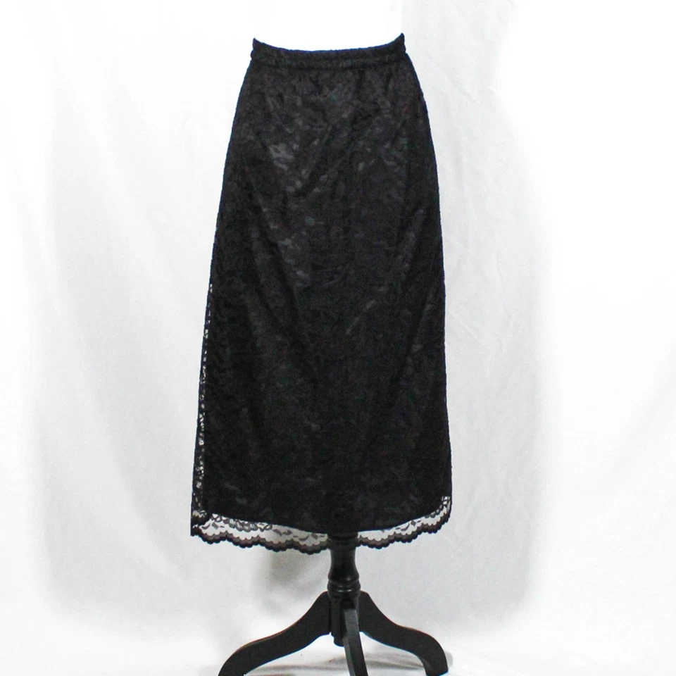 Vintage 80s 90s Black Lace Plus Size Skirt 18W by Chez California Corporate Goth - Image 1 of 4