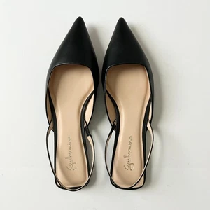 NEU Anthropologie Guilhermina schwarz Leder spitz zulaufend Slingback Ballerinas Größe 7 - Bild 1 von 7