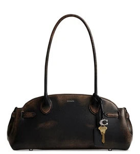❤️ Coach Empire CBH45 Silver/Black Brown Carryall Bag 34 In Loved Leather - Picture 1 of 5