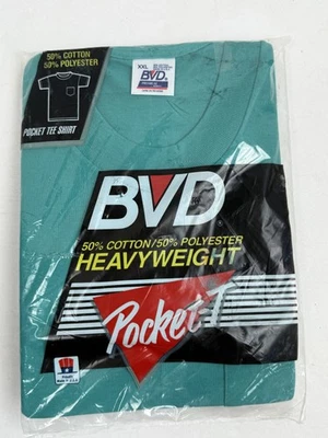 Vintage BVD Shirt Mens 2XL Heavyweight Pocket Tee Made USA Cotton Blend 90s - Image 1 of 4
