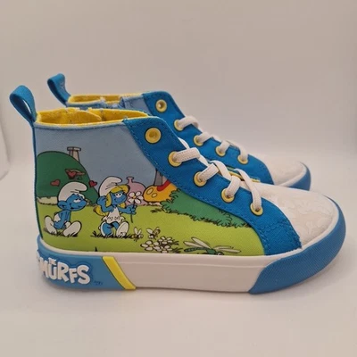 The Smurfs Character Hightop Canvas Sneaker Zipper Slip In Kids Size 11 - Image 1 of 4