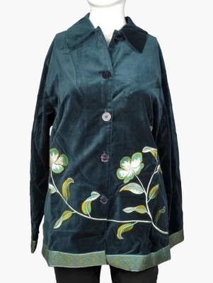 Jaqueta floral bordada Jessica Holbrook QVC pequena Easycare nova - Imagem 1 de 4