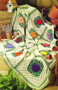 SPRINGTIME Grandmother's Zinnia Garden Afghan/Crochet Pattern INSTRUCTIONS ONLY - Picture 1 of 1