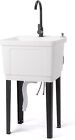 Utility Sink Laundry Tub with Stainless Steel Faucet for Warehouses / Gardens