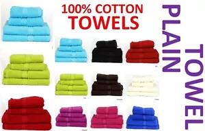 Plain Cotton Towels in Hand Towel Bath Towels Face Towel or Bath Sheet All New - Picture 1 of 10