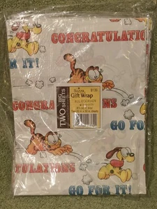 NOS Vtg Garfield/Odie "Congrats, Go For It" Gift Wrap 8-pc store pak (16 sheets) - Picture 1 of 9